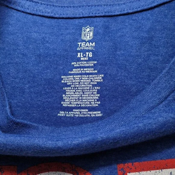 NY Giants T-Shirt Blue Heathered Logo NFL Team Apparel Mens XL Fanwear Gameday - Picture 6 of 10